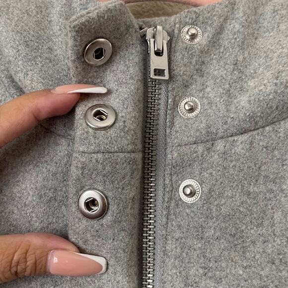 J. Crew Jacket Womens Size 6 Gray Melton Wool Full Zip Hooded Pea Coat Preppy - Picture 10 of 13